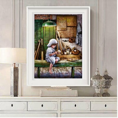 Diamond schilderij honkbal jongen 5D DIY handwerken borduren kruissteek strass 20X30CM