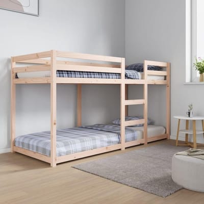 Houten Stapelbed - Tienerbed Hoogslaper - Ruimtebesparend Slapen - Massief Grenenhout Veilig - 80x200 cm