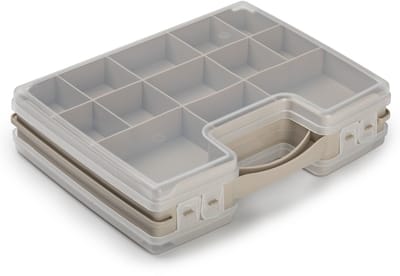 Plasticforte Opbergdoos - taupe - kunststof - 28 x 21 cm - met deksel - opbergbox/sorteerdoos
