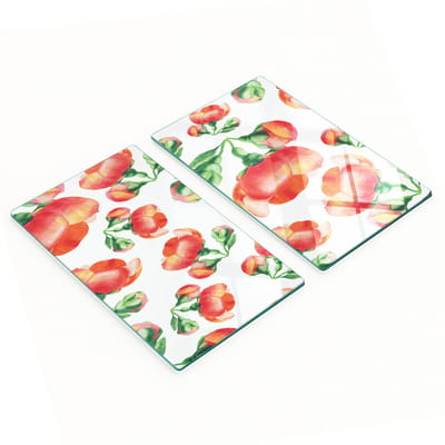 Decoratieve glazen serveerplanken voor snacks met kweepeerbloemenmotief, 2x30x52 cm