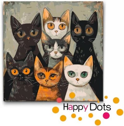 Schilderen op nummer Katten Familie 50x50cm (HappyDots)