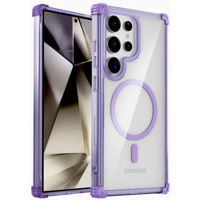 Luxe schokbestendige, transparante hoes voor Samsung Galaxy S25 S24 S23 S22 Note 20 Ultra Plus met MagSafe-oplaadfunctie en volledige bescherming. For Samsung S23 FE gray