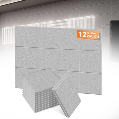 12x V-patroon Akoestische Panelen – Geluidsabsorptie & Studio Akoestiek – Lichtgrijs – voor KTV, Studio & Bar