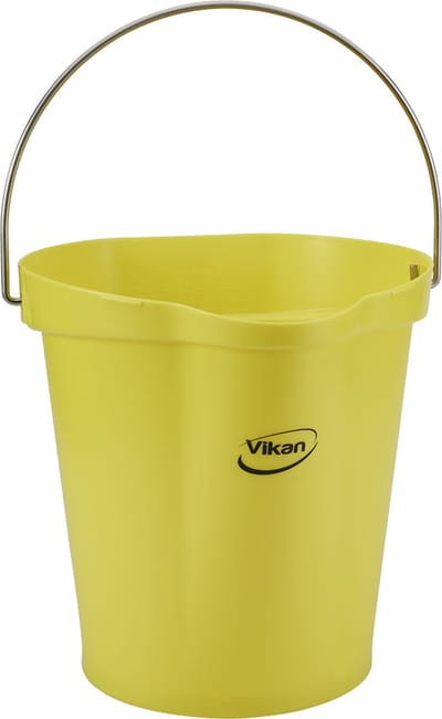 Vikan Emmer 56866 - 12 Liter - Geel - Stevige Emmer - Chemicaliën bestendig - Maximaal 100°C - Geschikt voor Voedselverwerking en Schoonmaakwerkzaamheden