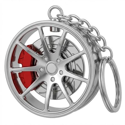 Zilverkleurige auto remschijf sleutelhanger – metalen wiel sleutel hanger – 360° roterende brake disc keychain – unisex – decoratieve auto velg sleutelhanger