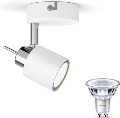 Philips Meranti Opbouwspot (Wit) - Warmwit Licht - Wandspot of Plafondspot met 1 Lichtpunt - GU10 - SceneSwitch - Eenvoudig Dimbaar met Je Klassieke Schakelaar