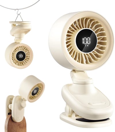 Ventilator-Tafelventilator-Met Digitaal Display - 100 Snelheden -Verstelbare hoek -Geluidsarme-Oplaadbaar - Ontworpen voor Thuis, Kantoor en Reizen