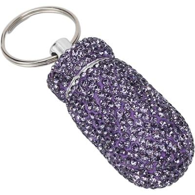 Paarse Strass Capsules Opbergkoffer Container met Sleutelhanger Aluminiumlegering Draagbaar Medicijn