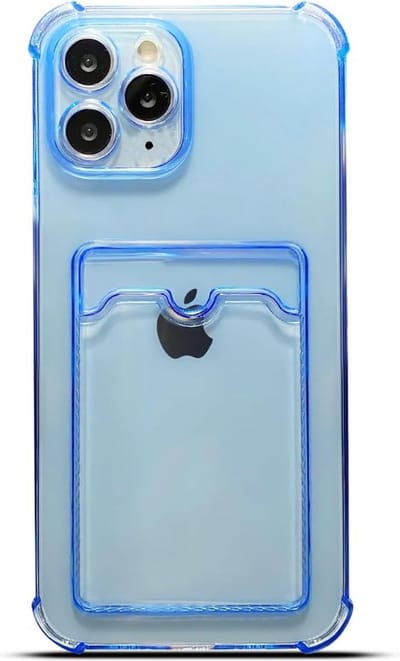 ShieldCase telefoonhoesje geschikt voor iPhone 13 TPU hoesje met pasjeshouder (transparant blauw) - ruimte voor pasjes - TPU silicone case - telefoonhoesje - transparant blauw