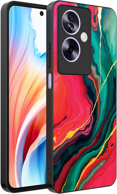Smartphonica Telefoonhoesje Geschikt voor Oppo A2 - Oppo A79 met Rood Groen Marmer Opdruk - TPU Backcover Case Red Green Marble Design geschikt voor Oppo A2;Oppo A79