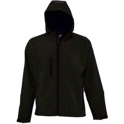 SOLS Heren Replay Soft Shell Jas met capuchon (Zwart)