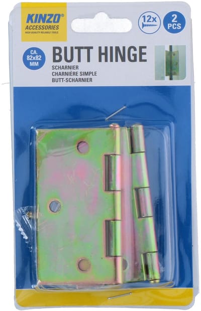 Kinzo Deurscharnieren – 2 Stuks – Metalen Scharnieren 82 x 82 mm – Inclusief 12 Schroeven – Voor Deuren en Kasten