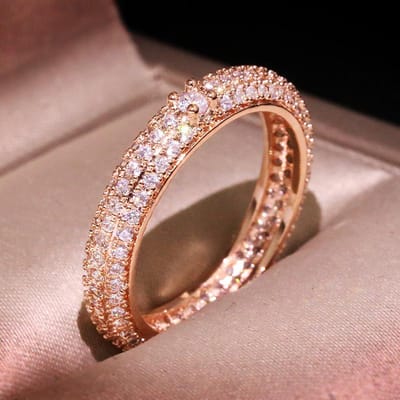 925   Superbe Anneau Brillant Double Rangée Zircon pour Femmes Vie Quotidienne Anniversaire Haute Qualité Bijouterie Fine 10