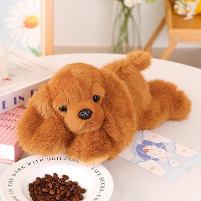 Peluche Chiot Noir Kawaii 30cm Mignon Chien Couché Douce Poupée Roulée Oreiller Joli Cadeau d'Anniversaire Pour Âges 30cm marron