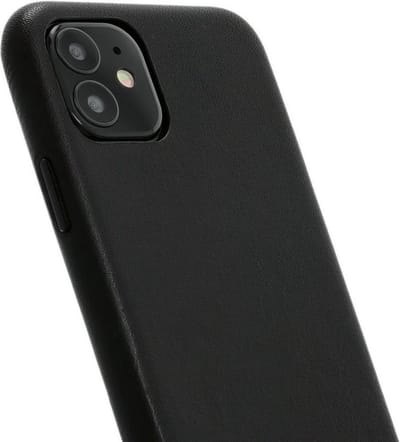 Minim Apple iPhone 12 Mini Hoesje Back Cover Echt Leer Zwart