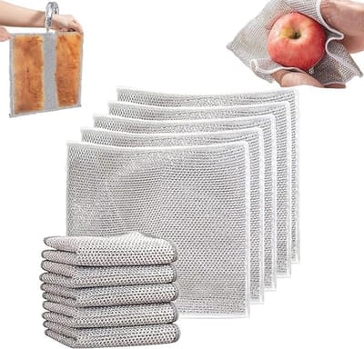 Thijox - Veelzijdige afwasdoek en schrobber, herbruikbare kettingnetreiniger voor gietijzer, poetsdoek voor keuken, 5 stuks, nat en droog reinigen