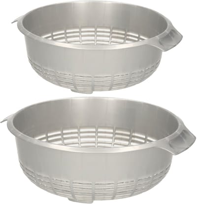Plasticforte kunststof keuken vergieten - 2x stuks - combi voordeelset - zilvergrijs - 27 x 10 cm en 23 x 9 cm