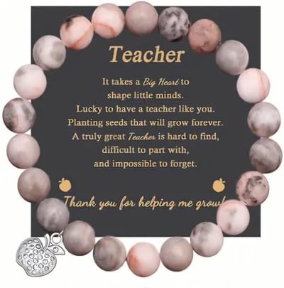 2 stuks leuke armband gemaakt met natuurlijke stenen juf of meester cadeau model j3 mix roze