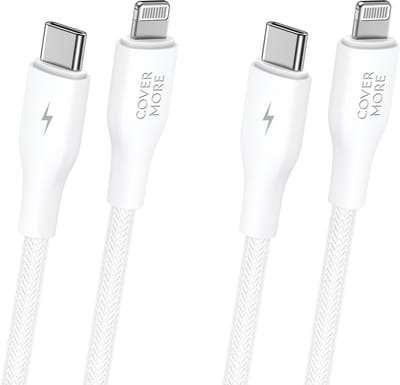 Usb-c naar Lightning kabel - Oplaadkabel geschikt voor iPhone - Snellader - Oplaadkabel - Stevig - Nylon - 1m - Wit - 2 stuks