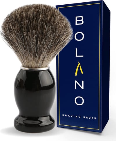 Bolano® Premium Duurzaam Scheerkwast Black Wood - Klassiek scheerkwast voor mannen en vrouwen - 100% soepel haar voor een optimale verdeling