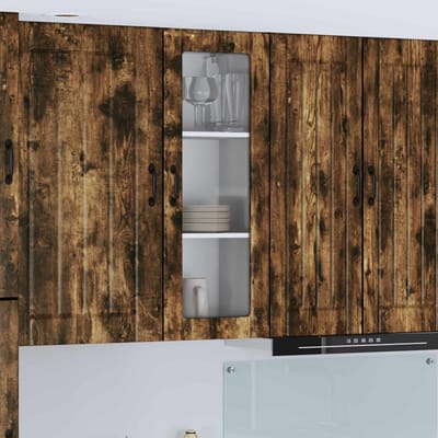 vidaXL - Wandglas - Kasten - LUCCA - Gerookt - eiken - 40 - x - 31 - x - 100 - cm