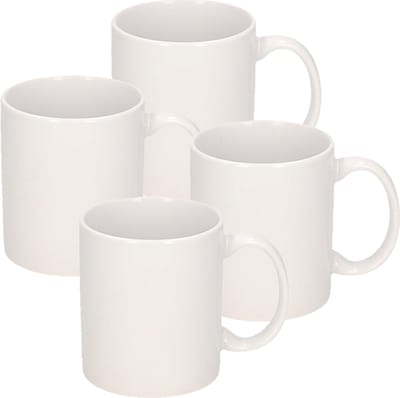 4x stuks Onbedrukte koffie mokken - 300 ml - wit - blanco koffie drinkmokken