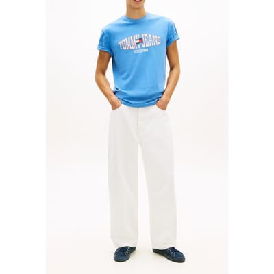 Tommy Hilfiger Tjm Regular La Waving T-shirt Blue Twilight Größe: S | Bedruckte T-Shirts Outlet | Herren | Blau