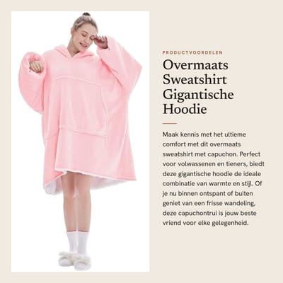 Dailygoods- Sweatshirt met capuchon - Overmaats hoodie - Superzacht en warm - Geschikt voor volwassenen - Ideaal voor outdooractiviteiten - Bescherming tegen kou en wind - Balaclava