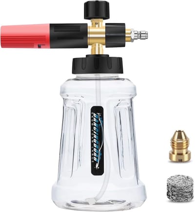 SnelShoppen - Foam Cannon voor 1/4 Quick Disconnect Hogedrukreiniger, 1L Verstelbare Snow Foam Lance, Nieuwste Generatie Verstelbare Spuitmond (Zwart