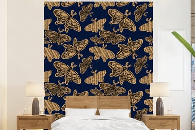 Behang - Fotobehang Patroon - Muziek - Vlinders - Breedte 225 cm x hoogte 280 cm