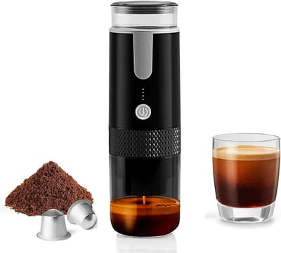 Mini-espressomachine voor op reis - Oplaadbaar & Handmatig - K Cup-capsules - Kamperen & Wandelen .