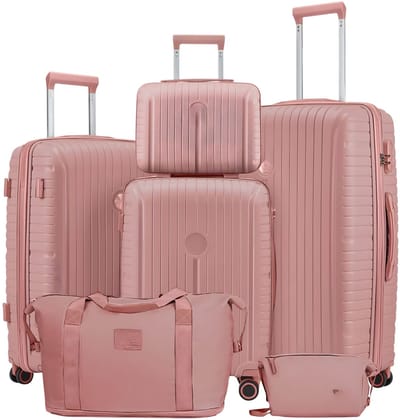 Reisbagageset – Voor vakantie en zakelijk gebruik – Stevig en uitbreidbaar – Roze, duurzaam materiaal met waterdichte afwerking (bijv. koffer 55 cm, 68 cm, 78 cm)