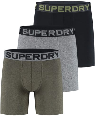 Superdry BOXER TRIPLE PACK Heren Onderbroek - Krst Black Mga Grit/Wnter Khki Grit/Blck