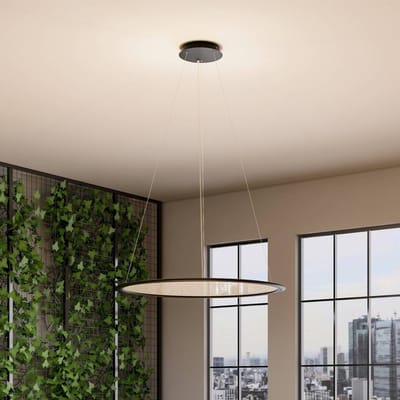 Deko-Light LED hanglamp PANEL, zwart, Ø 63 cm, metaal, CCT dimbaar 50 W