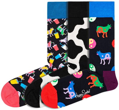 Voordeelbundel - 3 paar Happy Socks - Thema Koeien - Heren & Dames - Katoen