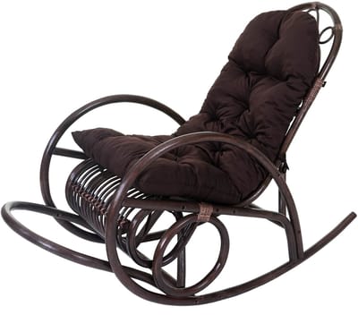 Schommelstoel MCW-C40, rotan fauteuil, bruin ~ bruin kussen