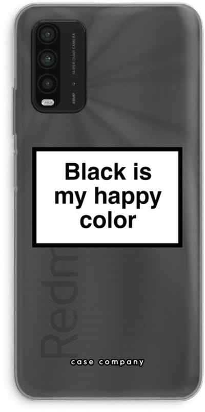 Case Company® - Hoesje geschikt voor Xiaomi Redmi 9T hoesje - Black is my happy color - Soft Cover Telefoonhoesje - Bescherming aan alle Kanten en Schermrand