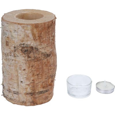 Porte-bougie en bois 15 cm Décoratif Porte-bougie d'aromathérapie Porte-bougie souche pour jardin maison brown