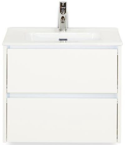 Dante Badmeubelset 60 cm - Wit Hoogglans - Keramische Wastafel Wit Cover