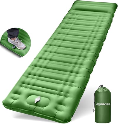Luchtmatras Camping - Slaapmat Opblaasbaar - Outdoor Kamperen Reizen - Met Ingebouwde Pomp - 12cm Dik - Groen