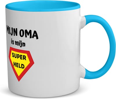 Akyol - mijn oma is mijn superheld koffiemok - theemok - blauw - Oma - super oma - verjaardag - cadeautje voor oma - oma artikelen - kado - geschenk - 350 ML inhoud