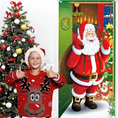 Feestelijke kerstbanner voor buiten, perfect voor kerstdecoratie, kerstfeest en nieuwjaarsviering