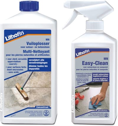 MN Onderhoudsset Lithofin - Werkbladen in natuursteen en composiet - 1x 1L vuiloplosser - 1x Easy-Clean 500ml