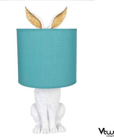 Tafellamp Woonkamer Slaapkamer - Nachtlampje Kinderen Volwassenen - Nachtlampjes - Tafellampen - Sfeerlamp - Cadeau - Tafel Lamp Konijn - Blauw - 20 x 20 x 45 cm