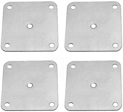 Dailygoody - Platte Montageplaten - Bevestigingsbeugels - Slijtvast en sterk - 80 x 80mm - Voor meubels - 4 stuks