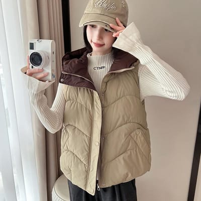 Dames Winter Donsvest Capuchon Los Verdikt Kort 2XL black