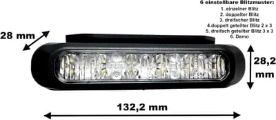 LED Waarschuwingslicht Oranje - Flitslicht - Voertuig Veiligheid - 6 Flitspatronen - 132mm Breed - Oranje