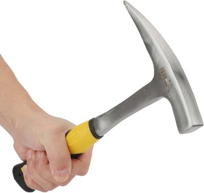 Geologische Hamer met Dubbele Kop voor Exploratie - Puntige en Vlakke Kop, Rubber Handvat, 802-1020g (S) voor Professioneel Gebruik en Nauwkeurige Metingen