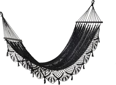 J-Line Hangmat Gehaakt Zwart 220 x 77cm