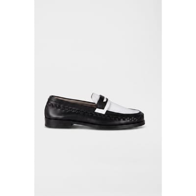 AllSaints Sammy Leather Loafer Black/white Maat: 46 | Instappers Outlet | Heren | Zwart